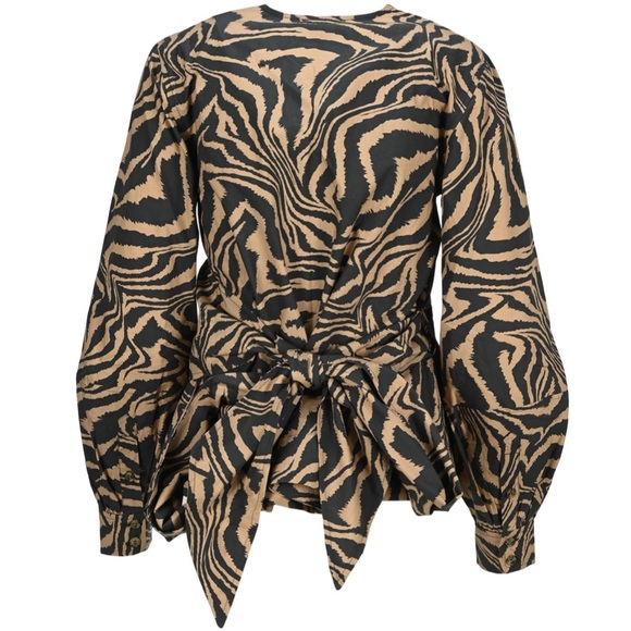 Ganni Tops - Ganni Zebra Print Poplin Wrap Top